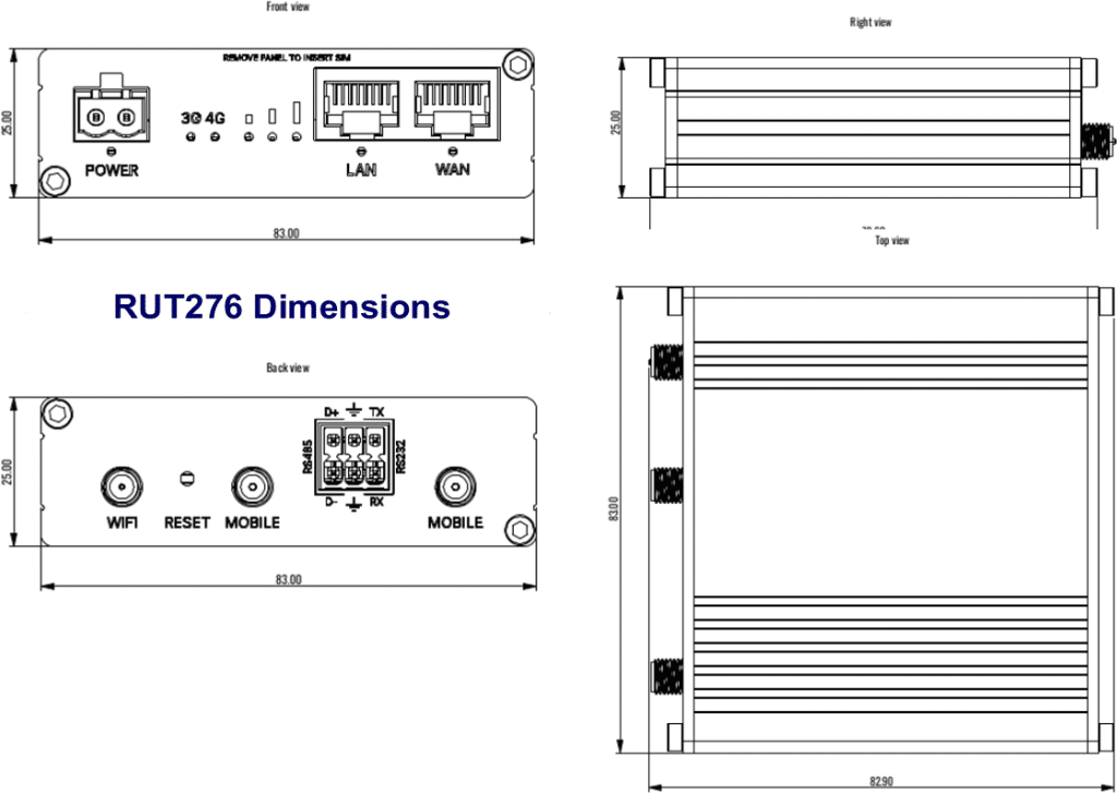 RUT276 Dimensions